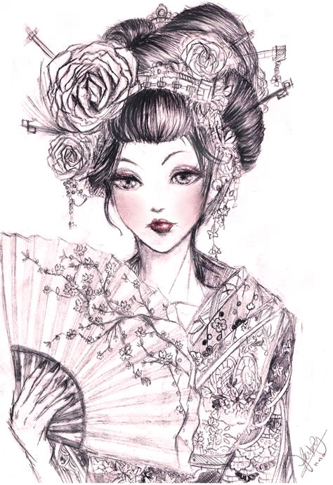Japanese Geisha Drawing At Getdrawings Free Download