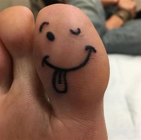 Smiley Face Tattoo On Toe Overall Length Logbook Picture Gallery