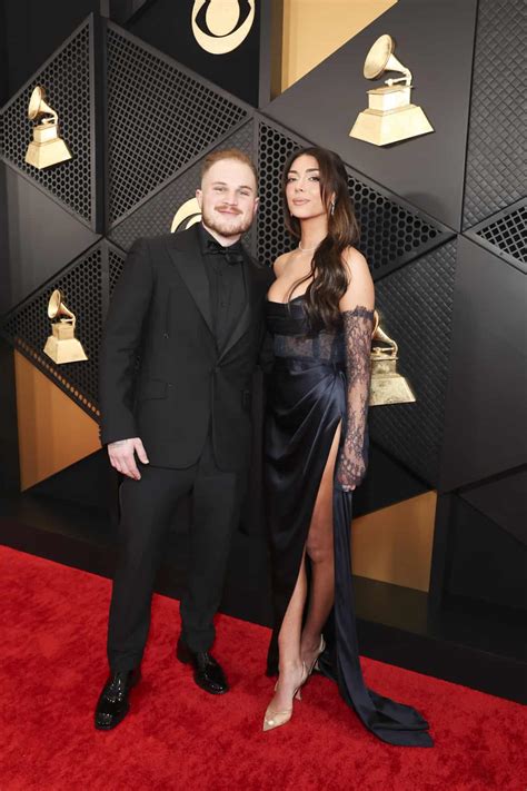 Zach Bryan and Brianna Chickenfry Flaunt Romance On GRAMMY Awards Red