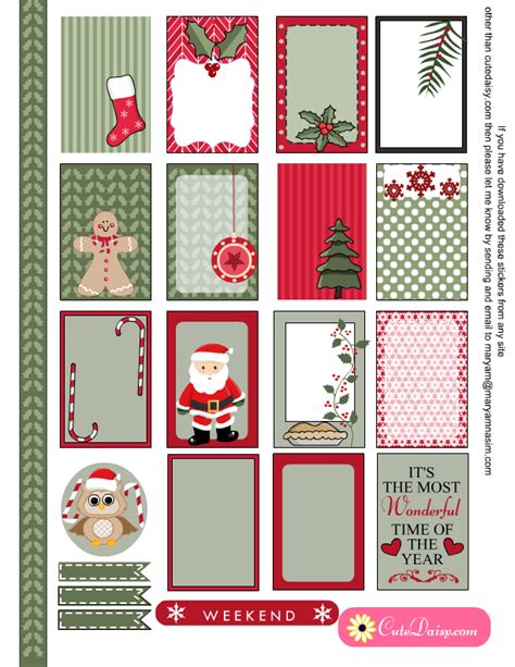 Cute Free Printable Christmas Stickers For Happy Planner And Eclp