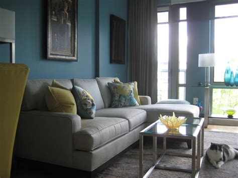 Turquoise And Yellow Living Room