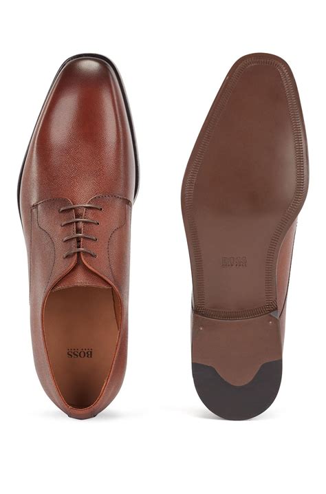 Boss By Hugo Boss Derby Shoes In Grained Structured Leather In Brown For Men Lyst