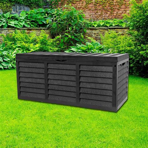 Gr8 Garden 320 Litre Black Plastic Storage Box Lid Patio Shed Utility