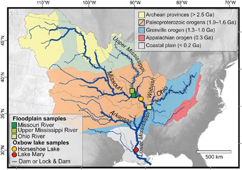 Mississippi River System North America And Geological Provinces Of