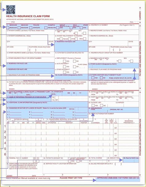 Free Fillable Cms 1500 Template Of Cms 1500 Form Pdf Free Claim Form