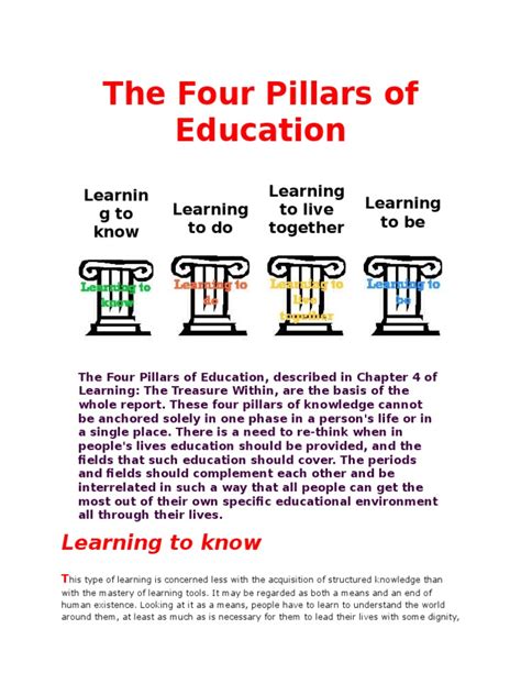 The Four Pillars Of Education Employment Competence Human Resources