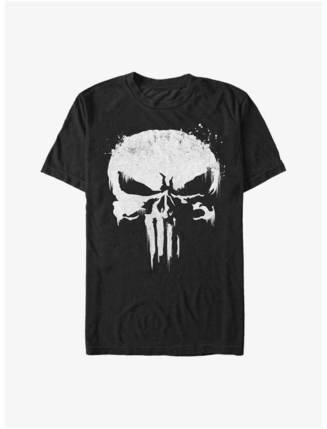 Marvel Punisher Skull Whiteout Extra Soft T Shirt Black Hot Topic
