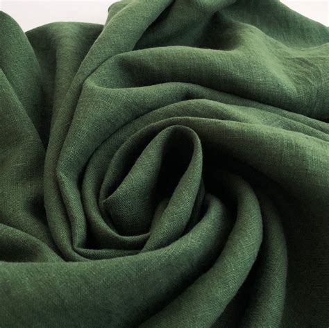 Green Linen Fabric 100 Linen Fabric Pure Linen Fabric Dark Etsy