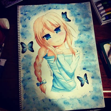 ~ Watercolour Painting Of A Sweet Anime Girl Nn ~ By Raquelsloane On