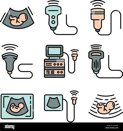 Ultrasound Icons Vector Flat Stock Vector Image And Art Alamy