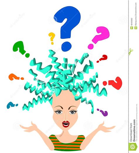Confused Woman Concept Illustration With Wide Spread Hands And Question Marks Cartoondealer