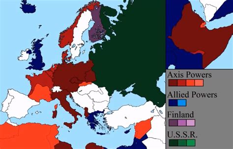 Map Of Europe Allies And Axis Powers Map With States