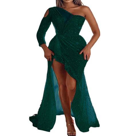 baocc sequin dress for women ladies 2024 party sexy high split long sleeve sequin banquet