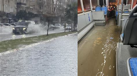 Antalya Yağmura Teslim Otobüsü Su Bastı Son Dakika Haberleri Milliyet