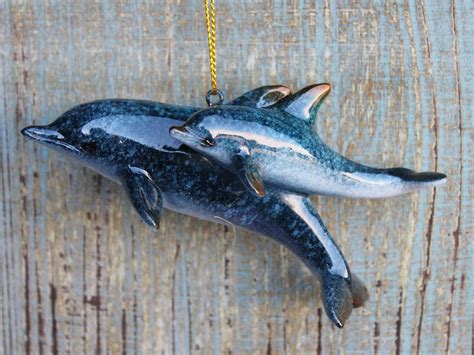 Blue Dolphin Ornament Nautical Holiday Decor Coastal Christmas