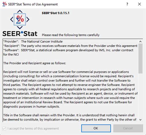 Terms Of Use Dialog — Seerstat Help System