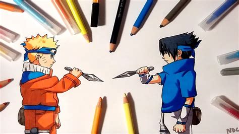 Speed Drawing Naruto Vs Sasuke Youtube