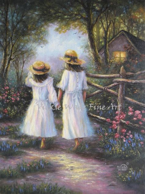Two Sisters Original Oil Painting 18x24 Two Girls Walking