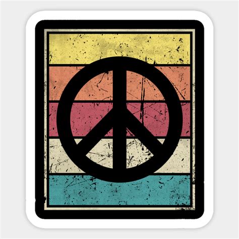 Peace Symbol Vintage Retro Stripes Peace Symbol Sticker Teepublic