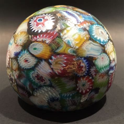 Vintage Murano Art Glass Paperweight Millefiori Scramble Satin Finish The Paperweight Collection
