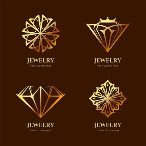 Free Vector Golden Gradient Jewelry Logo Collection