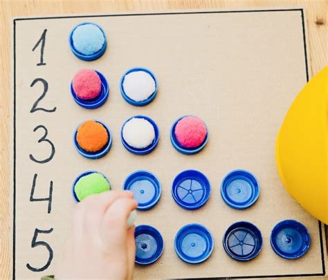 Recycled Bottle Cap Counting Early Education Zone