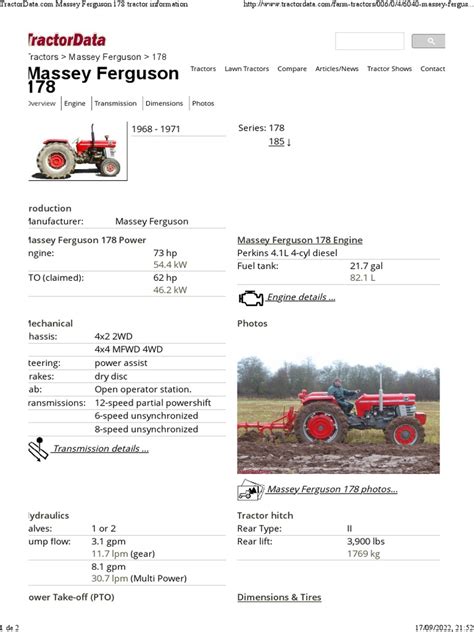 Massey Ferguson 178 Tractor Information Pdf