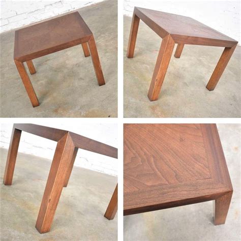 vintage modern lane solid walnut square parsons side table w inlay style 1124 18 1970 chairish