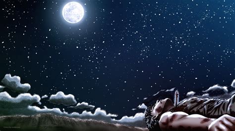 Wallpaper Anime Moon Berserk Moonlight Night Sky