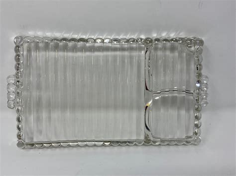 Hazel Atlas Snack Tray Clear Glass Divided Plate Bubble Ribbed Etsy