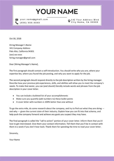 Professional Cover Letter Template Free For Your Needs