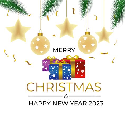 Merry Christmas And Happy New Year 2023 With T Star Decoration
