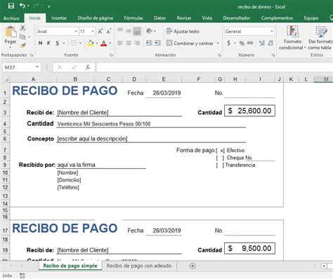 Recibo De Pago Formato Excel Image To U