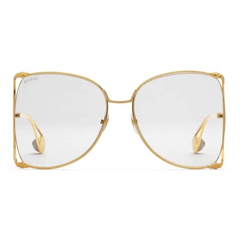 Gucci Oversized Round Metal Glasses Gold Gucci Eyewear Avvenice
