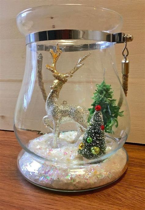 Holiday Terrariums And Snow Globes Made With Glass Hurricanes And Cloches