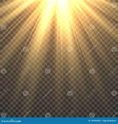 Sunlight Isolated Sun Light Effect Golden Sun Rays Radiance Yellow Bright Beams Fiery Sunset