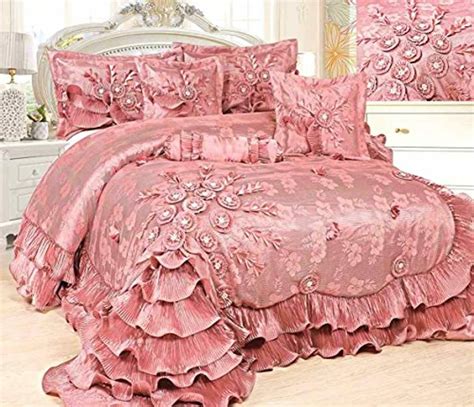 Royal Princess Ruffled Victorian Comforter Set Queen King Pink Ebay