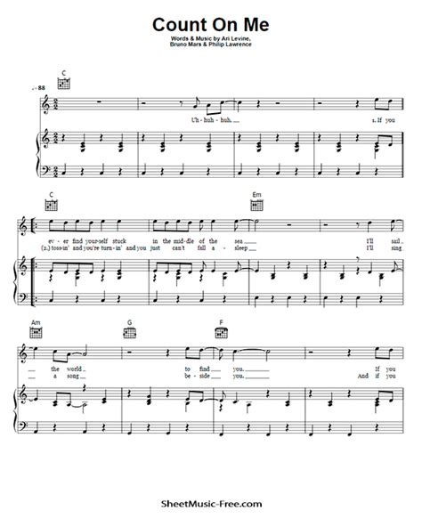 Download Count On Me Sheet Music Bruno Mars Download