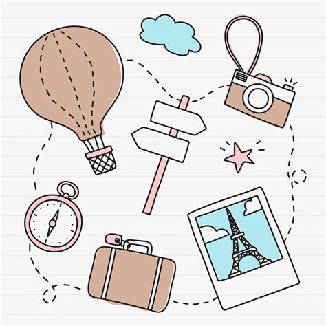 Hand Drawn Travel Element Vector Set Free Image By