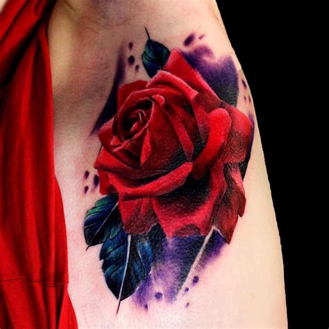 Realistic Rose Tattoo By Jota Alice In Tattooland London Uk Tattoos