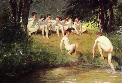 At The Swimming Hole Painting By Joseph Eduard Sauer Fine Art America