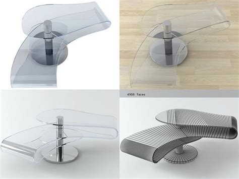 Kink Futuristic Glass Coffee Table 3d Model Cgtrader