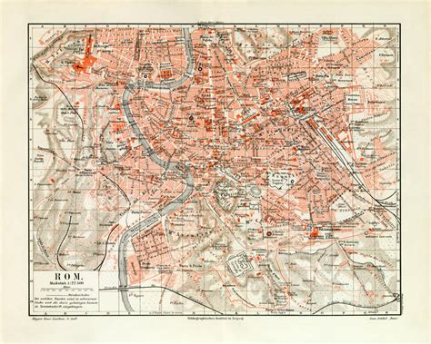 Rom Historischer Stadtplan Karte Lithographie Ca 1912 Archiv Histo