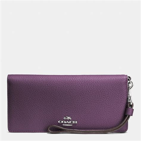 Coach Slim Wallet In Colorblock Leather In Purple Lyst