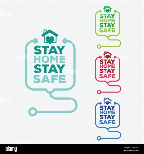 Stay Home Stay Safe Symbol In Different Colors Covid 19 Stock Vector