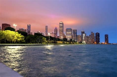 The Chicago Skyline Across Lake Michigan Editorial Photo Image Of