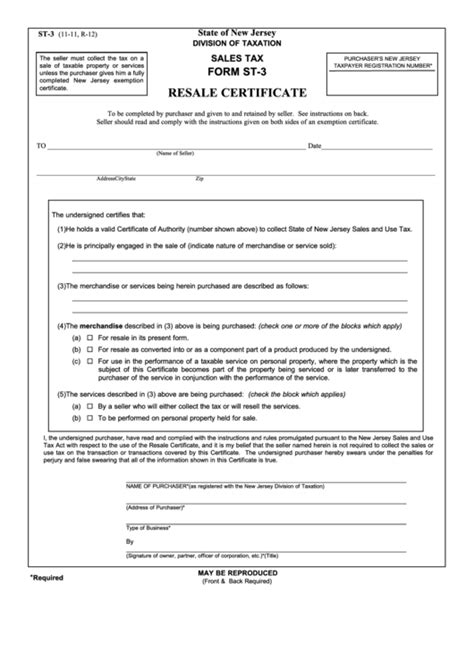 Fillable Form St 3 Resale Certificate Printable Pdf Download