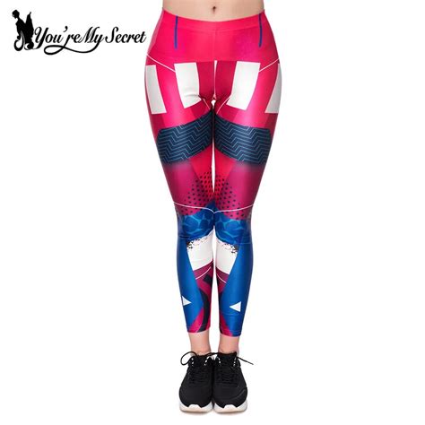 [you re my secret] hot sale geometry gradient women leggings patchwork striped printing leggins