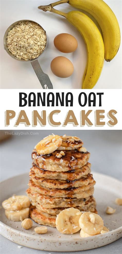 Banana Oat Pancakes Are Stacked On Top Of Each Other