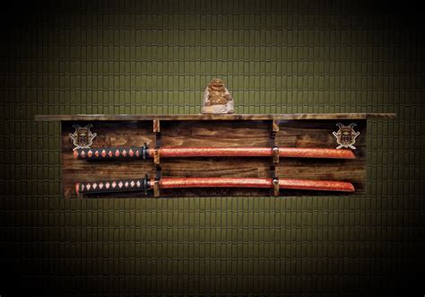 Sword Display Rack Wall Shelf Wood Samurai Katana Practice Bokkens